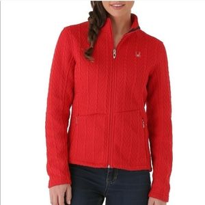 Spyder red cable zip front sweater sz XS